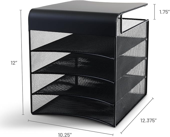 Safco Onyx Hanging Under Desk Organizer, 4 Trays, Office and Classroom Mailbox , Paper and Mail Sorter, Steel Mesh, Black - Image 5