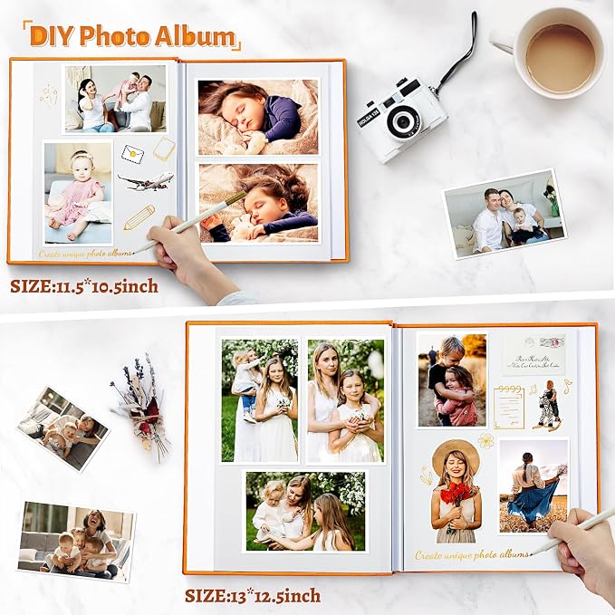 Artfeel Photo Album Self Adhesive Scrapbook,120 Pages Large Photo Book for 4x6,5x7,8x10 Pictures,DIY Album for Baby Wedding Family Travel Birthday,with Metallic Pen and Scraper - Image 3