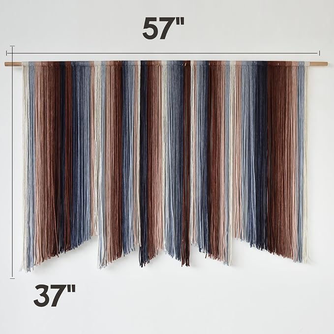 Macrame Wall Hanging Dip Dyed Large Yarn Wall Art Boho Home Decor 57"W*35"L | For Bedroom Living Room Wall Art, Home Styling, Apartment Decor, Wedding Decoration, Event Backdrop - Image 5