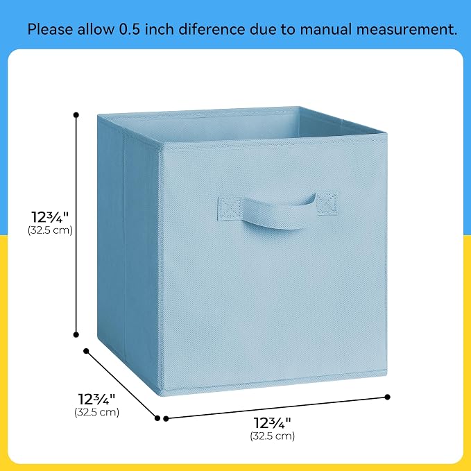 Cupic Cupid 6-Pack 13x13 Storage Cubes, Cube Organizer Bins, Pastel Colors | Foldable, Reinforced Front Handle, Holds Toys, Socks, Clothes, Fits Closet, Shelves, Playroom, Nursery, Cubby - Image 2