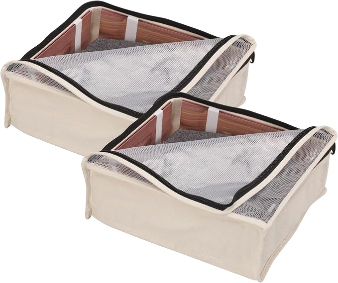 Household Essentials Canvas Sweater Storage Bags, 2-Pack, Breathable Cotton, Under-Bed Zippered Storage with Clear Top Window, Stackable, Cedar Insert Compatible (Not Included), Natural - Image 8