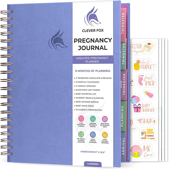 Clever Fox Pregnancy Journal, Expecting First Time Mom Planner Lavender | Organized pregnancy & baby diary with weekly countdown calendars & checklists, maternity memory book, ivf 9 x 10.5 in by CleverFox