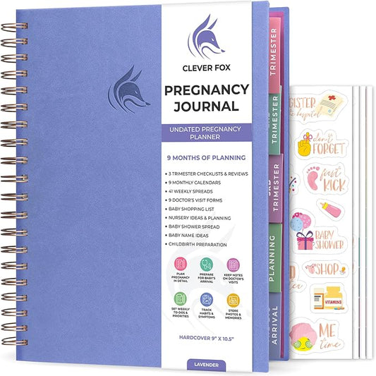 Clever Fox Pregnancy Journal, Expecting First Time Mom Planner Lavender | Organized pregnancy & baby diary with weekly countdown calendars & checklists, maternity memory book, ivf 9 x 10.5 in by CleverFox