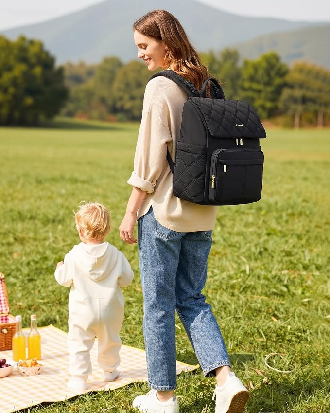 LOVEVOOK Diaper Bag Backpack With Pocket For Large Capacity Cup,Multi-Function Baby Travel Bag For Mom Dad,Waterproof Baby Bag for Boys Girls with Changing Pad,Insulated Bag,Stroller Straps,Black - Image 6