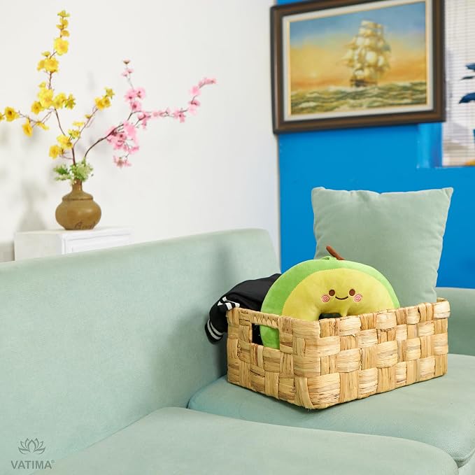 Vatima Jumbo Wicker Storage Basket, Large Hyacinth Organizer, 16.9x12.1x7.1H Inches - Ideal for Home Shelving and Pantry Storage - Image 8