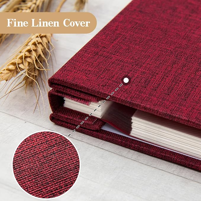 potricher Self Adhesive Photo Album 40 Pages, Linen cover, Red | Photo Album Self Adhesive 4x6 5x7 8x10 Pictures, Linen Cover DIY Scrapbook Albums for Family, Wedding, Baby, Anniversary - Image 5