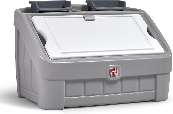 Step2 2-in-1 Toy Box & Art Lid, Kids Toy Storage Bin & Organizer, Easel & Chest in One, Made of Durable Plastic, For Toddlers 2+ Years Old, Gray by Unknown