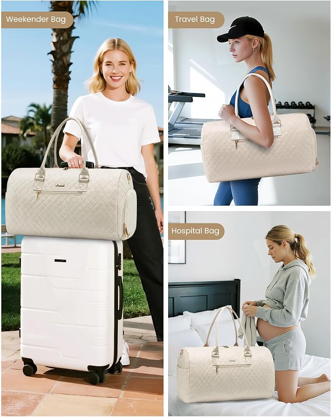 LOVEVOOK Travel Duffle Bag, Weekender Bag for Women with Toiletry Bag, Carry on Overnight Bag with Shoe Compartment, Gym Duffel Bag with Wet Pocket, Mommy Hospital Bags for Labor and Delivery - Image 5