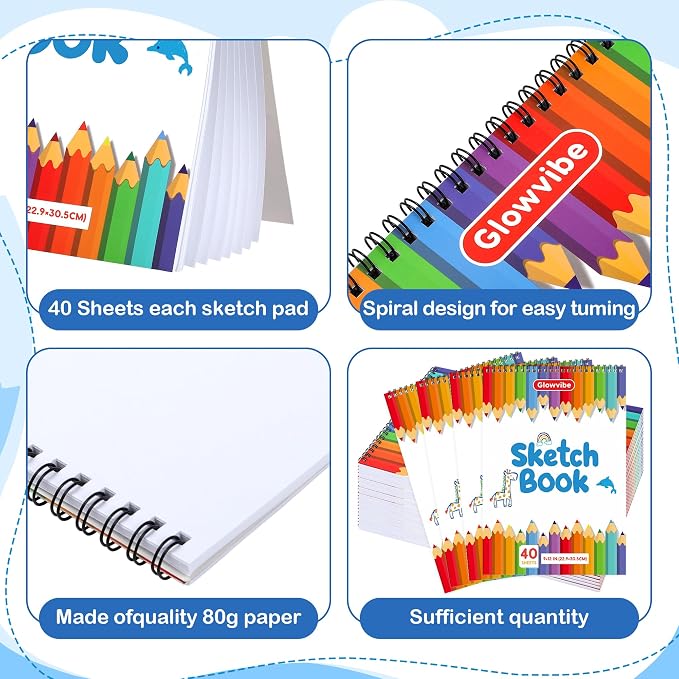 9" x 12" Sketch Book, 24-Pack 40 Sheets Drawing Paper Pad for Kids Coloring, Writing or Painting, Kid Drawing Pad & Art Supplies, Sketch pad for Kids Ages 3+ (9" x 12"(Pack of 24)) - Image 6