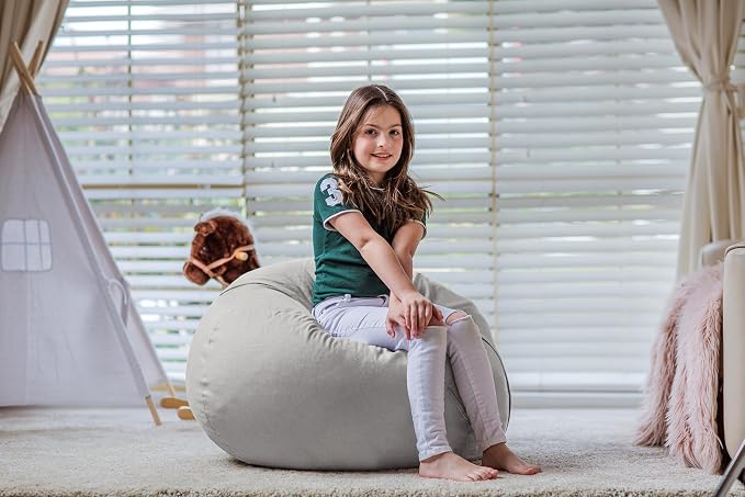 WEKAPO Stuffed Animal Storage Bean Bag Chair Cover for Kids | Stuffable Zipper Beanbag for Organizing Children Plush Toys Large Premium Cotton Canvas (Solid Grey, X-Large) - Image 6