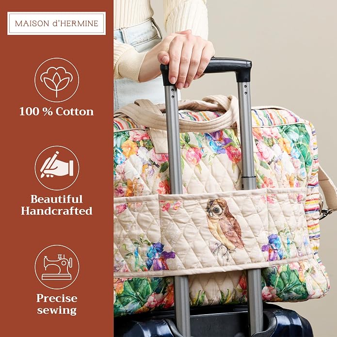 Maison d' Hermine Weekender Bags for Women Cotton Quilted Duffel Overnight Luggage Weekend Bag for Men Gym Gifts Travel | Overnight Luggage Weekend Bag for Men Gym Sports Gifts Duffle bag Business Travellers Trip Spring Summer - Image 4