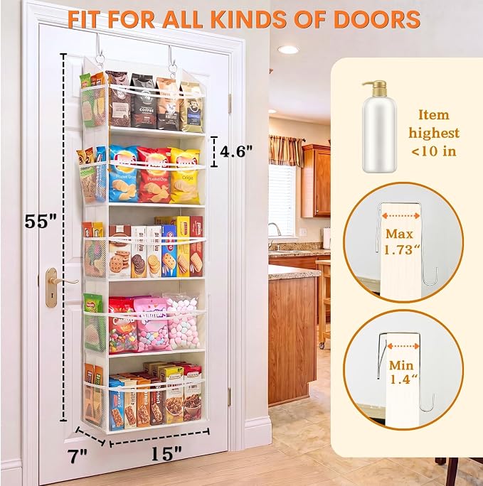 5Tiers Over Door Organizer, Weekly Clothes Organizer for Kids | 5 clear PVC front pockets, 10 mesh side pockets, weekly outfit planner, for kids, dorm, entryway, RV, 50 lbs capacity - Image 4