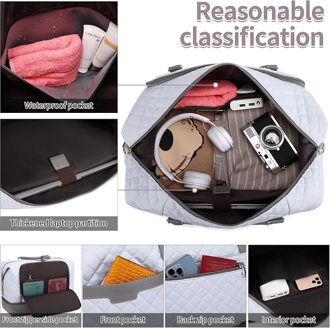 Weekender Bag, Large Travel Duffel Bag for Women, Carry on Overnight Bag with Shoe Compartment and Toiletry Bags - Image 5