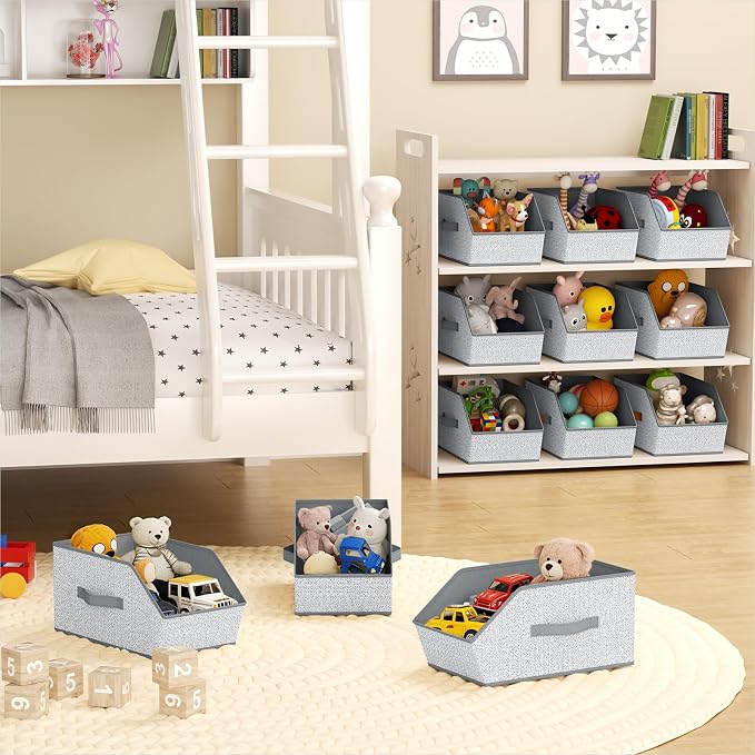 Large Closet Storage Cubes - Closet Storage Bins with Dual Handles for Clothes, Towels, Toys, Shelf Organizer Bins for Bedroom, Nursery, Shelves, Small Spaces, Ant Light Gray, 3 Pack - Image 6