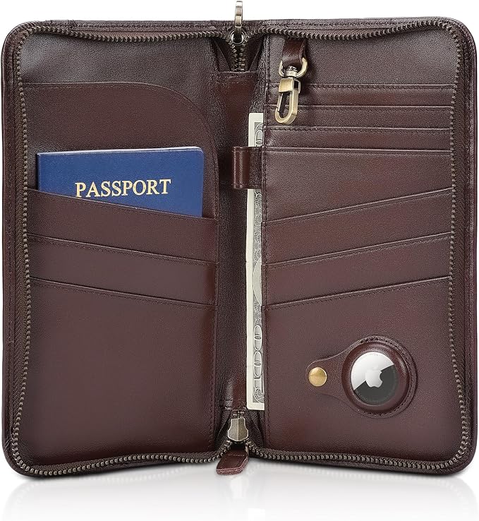 Polare Full Grain Leather Family Travel Passport Wallet and Documents Organizer RFID Blocking Case Holder Fits 6 Passports for Men and Women - Image 9