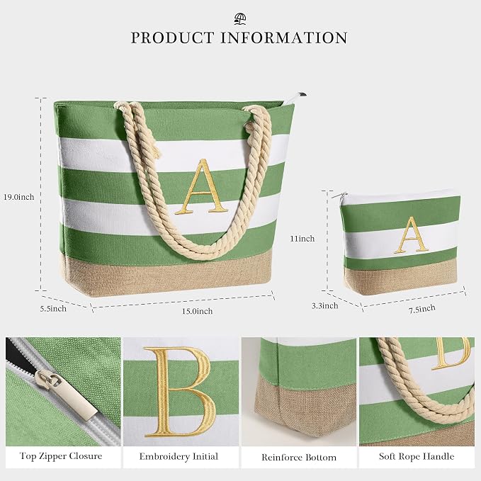 YOOLIFE Beach Bags for Women - Travel Canvas Beach Tote, Pool Waterproof Bag, Travel Essentials, Gifts for Women Birthday - Image 4