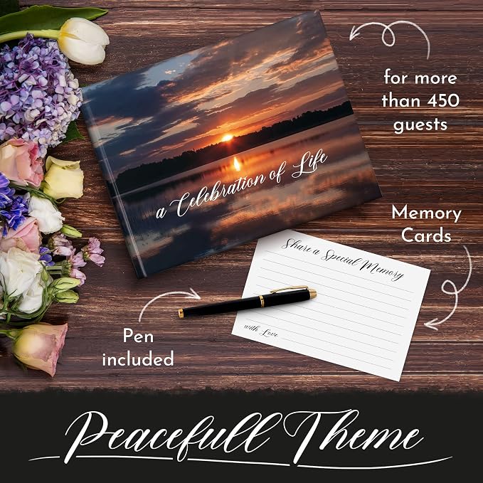 All-In-One Funeral Guest Book Set – Elegant Memorial Guestbook, Funeral Register Book, 60 Memory Cards, Collection Box, Black Pen, Table Sign, Celebration of Life Guest Book, Memorial Keepsake - Image 6