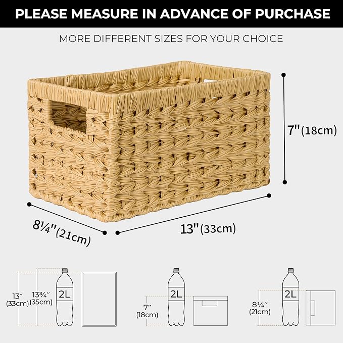 GRANNY SAYS Wicker Storage Baskets, Waterproof Woven Baskets, 2-Pack | Plastic Woven Baskets for Shelves, Wicker Baskets with Handles, Wicker Storage Baskets for Shelves, Woven Baskets for Storage - Image 3