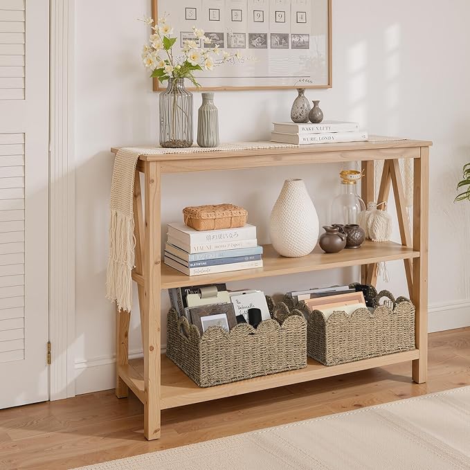StorageWorks Wicker Baskets, Scalloped Baskets for Organizing, Seagrass | Scalloped Wicker Basket for Living Room, Decorative Scalloped Baskets for Storage, Wicker Baskets for Organizing and Decor - Image 6