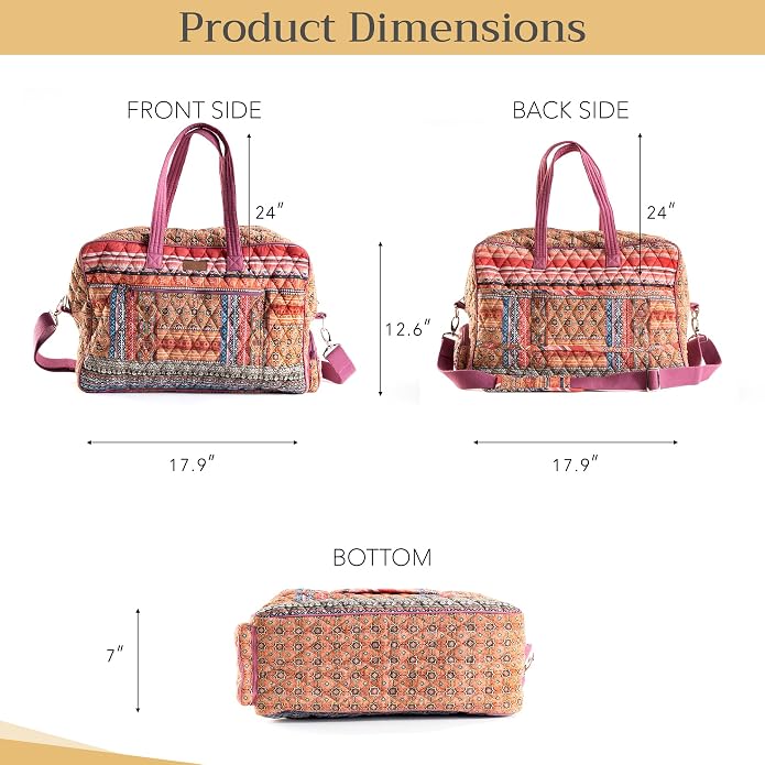 Maison d' Hermine Weekender Bags for Women Cotton Quilted Duffel Overnight Luggage Weekend Bag for Men Gym Gifts Travel | Overnight Luggage Weekend Bag for Men Gym Sports Gifts Duffle bag Business Travellers Trip Spring Summer - Image 5