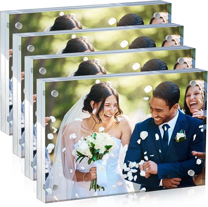 Yalikop 8 Pcs 3.5 x 5 Inch Thick Clear Acrylic Magnetic Photo Frames, 20mm Thickness Double-sided Transparent Visible Picture Frame Desktop Display for Home Office School Store Supplies by Yalikop