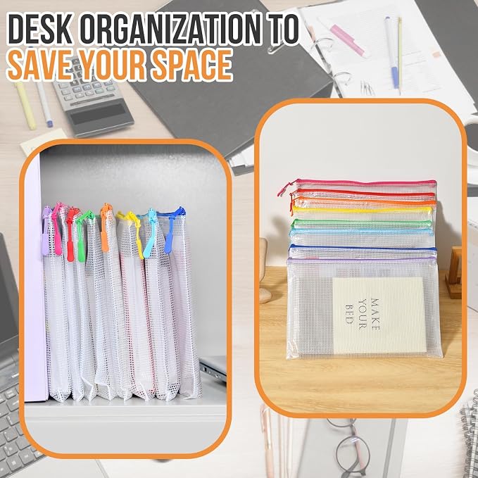YOPCDJ 24pcs Mesh Zipper Pouch Bags Puzzle Storage Bags, A4 13x9 Inches Large Reusable Zipper Pouches for Classroom Organizing Board Game Home Organization - Image 5