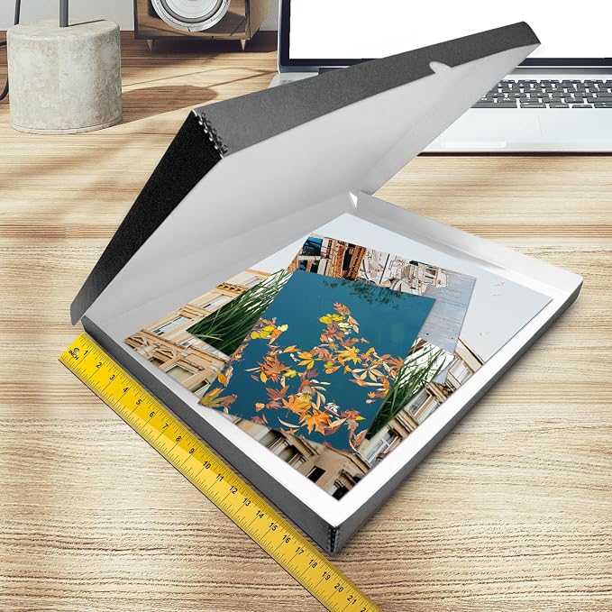 Golden State Art, Clamshell Archival Folio Storage Box 18x24 Inch, Black | Acid-Free Photo Box with Metal Edge Corner, Preserve And Store Paper Documents Cards Prints Arts and Crafts DIY Projects - Image 3