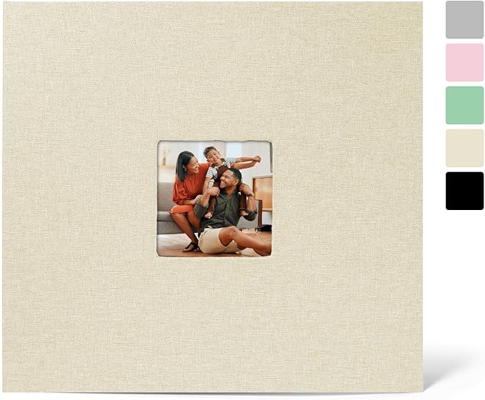 3 Ring Binder 12x12 Inch Large Scrapbook Photo Album, Linen Cover Scrap Book with 30 Plastic Sleeves 60 Pages 12 x 12 Scrapbooks White Pages for Wedding Couples Baby Travel Mothers Day Gifts(Beige) - Image 8