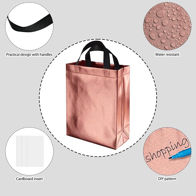 BLEWINDZ 100 Medium Reusable Gift Bags with Handles - Ideal Party Favors & Shopping Bags (10 Colors) - Image 6