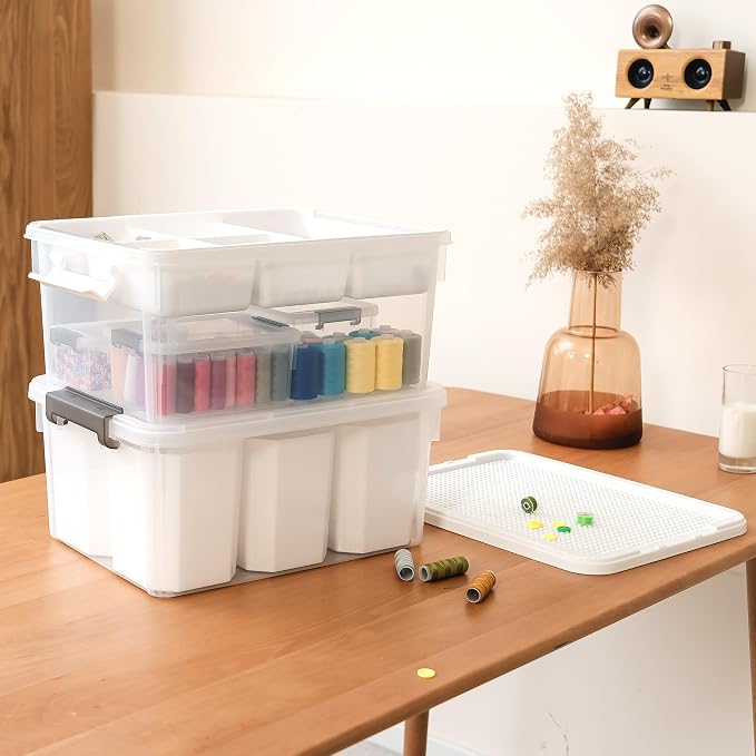 Citylife 17 QT Plastic Storage Bins Clear Storage Box with Lids Multipurpose Stackable Storage Containers for Organizing Tool, Craft, Crayon, 2 Packs - Image 5