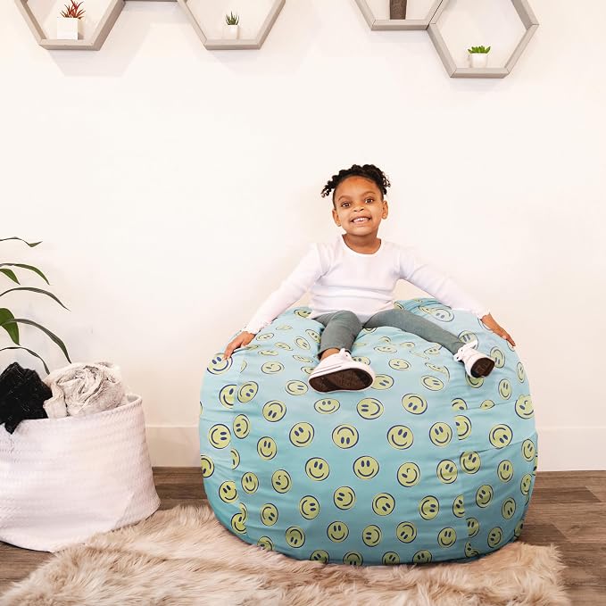 Big Joe Fuf 4Ft Foam Teen Bean Bag Chair, Smiley Face Plush | Premium Shredded Foam Filled, Plush, Adult-Sized Comfortable Seating, Supports Up to 300 lbs - Image 2