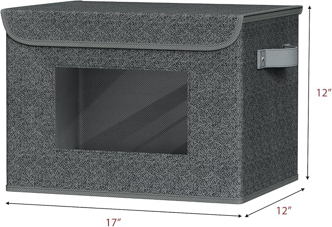 Univivi Fabric Foldable Storage Boxes with Lids, 4 Pack, Black | 17 x 12 x 12 In Large Storage Bins with lid & Carry Handles, Stackable Design Closet Storage Containers for Home Clothes - Image 2