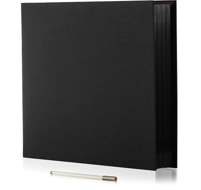 Large Photo Album Self Adhesive for 4x6 8x10 Magnetic Scrapbook Album DIY 60 Black Sticky Pages Linen Cover Photo Album(Black) by HoneyTolly