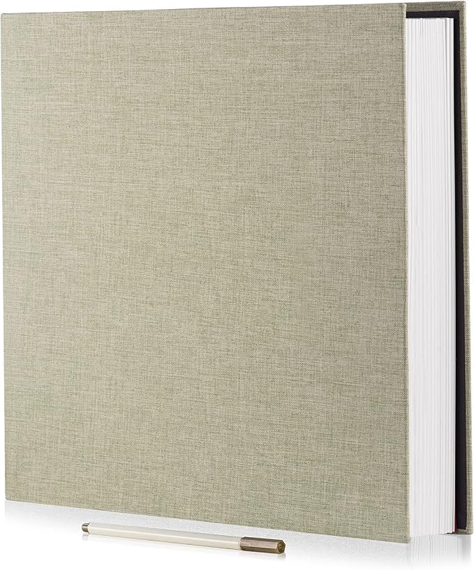 Large Photo Album Self Adhesive 4x6 5x7 6x8 8x10 Pictures Scrapbook Magnetic Album DIY Scrap Book 60 Sticky Pages Linen Cover DIY Photo Album with A Metallic Pen and DIY Accessories(Grass Green) by HoneyTolly