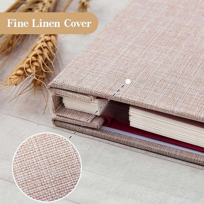 potricher Self Adhesive Photo Album 40 Pages, Linen cover,Beige | Photo Album Self Adhesive 4x6 5x7 8x10 Pictures, Linen Cover DIY Scrapbook Albums for Family, Wedding, Baby, Anniversary - Image 5