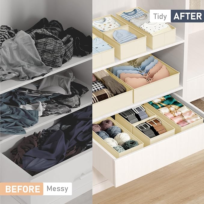 DIMJ Drawer Organizer Clothes 24 Pack - Foldable Baby Organizers and Storage Dresser Organizer for Bedroom, Closet Nursery Organization Dresser Dividers for underwear, Sock, Bra, Belt, Tie - Image 5