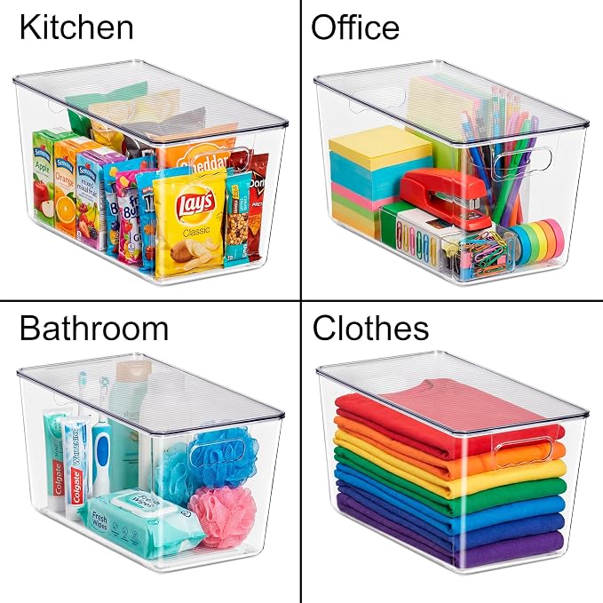 Clear Storage Bins with Lids, 10 Pack X-Large Stackable Clear Bins, Clear Storage Containers with Lids, Plastic Organizer Boxes for Pantry Storage, Kitchen Cabinets, Closet Organization, Bathroom - Image 3