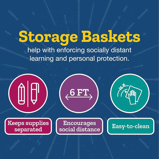 Really Good Stuff Large Plastic Book Baskets, 13.25" by 10" by 5.5"-12-Pack | Neon Blue, Classroom Library Organizer, Storage, Multi-Purpose Organizer Basket - Image 9