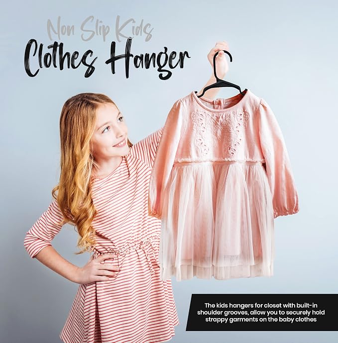 Utopia Home Kids Hangers 20 Pack – 11.5 Inch Baby Closet Hangers Black | Plastic baby hangers | Fits children's & infant clothes | Gentle on delicate garments - Image 6
