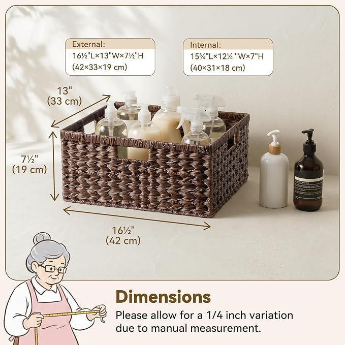GRANNY SAYS Large Wicker Basket, Decorative Woven Basket for Storage, Waterproof Storage Basket Organizer, Wicker Storage Basket for Organizing, Brown Basket, 1-Pack | Waterproof Plastic Storage Basket Organizer, Wicker Storage Basket for Organizing, L... - Image 7