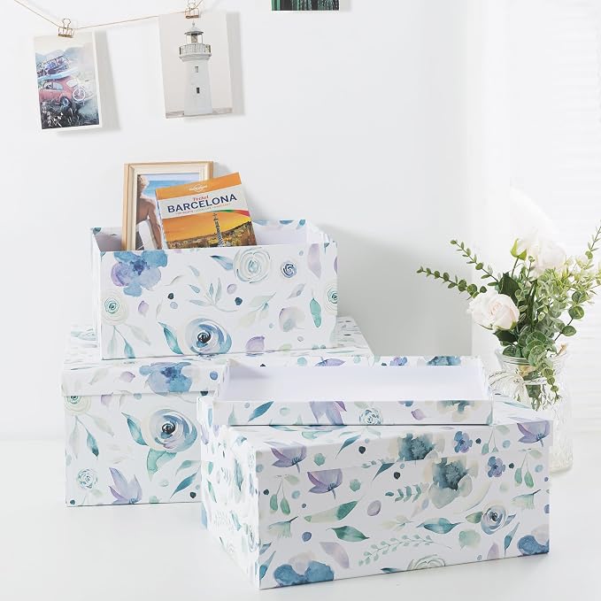 Soul & Lane - Handpicked Bouquet Floral Storage Boxes with Lids, Set of 3 | Large Nesting Cardboard Keepsake Boxes for Memories, Photos and Gifts, Pretty Containers for Home Decor and Organizing - Image 9