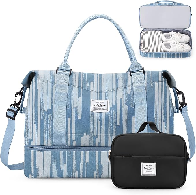 Weekender Bags for Women, Personal Item Travel Bag with Shoes Compartment | Overnight Travel Duffel Bag with Toiletry Bag, Airplane Friendly Carry-On Bag by SYCNB