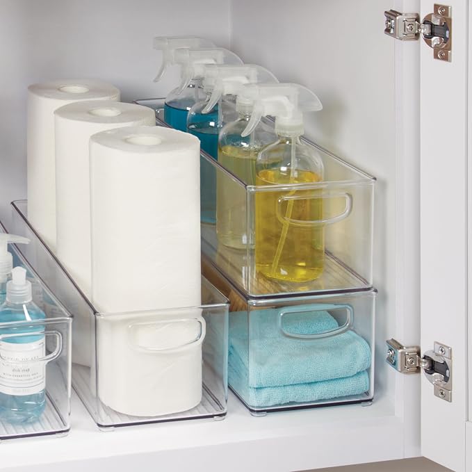 iDesign Plastic Stackable Pantry Bin with Handles, Clear | For Cabinets or Fridge, Made in USA - Image 6