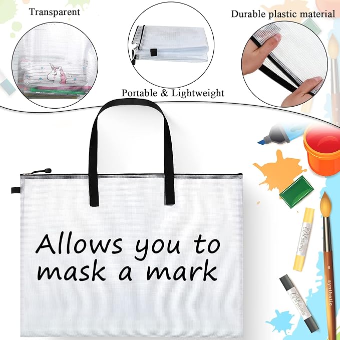 Frienda 20 Pieces Art Portfolios Bags Waterproof Portfolios Posters Storage Supply Bags with Zipper and Handle for Art Artworks, Bulletin Boards, Charts and Teaching (19 x 25 Inches) - Image 4