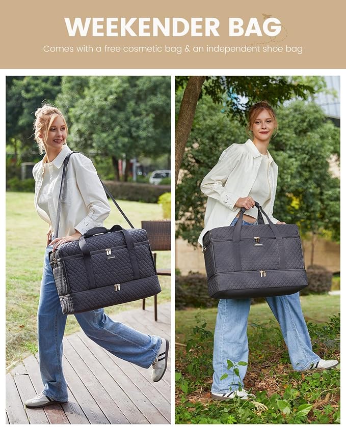LOVEVOOK Large Travel Duffle Bag, Weekender Bags for Women With Shoe Compartment, Overnight Hospital Bag For Women Labor Delivery, Carry on Bag Personal Item Travel Bag, Yoga Gym Duffel Bag - Image 9