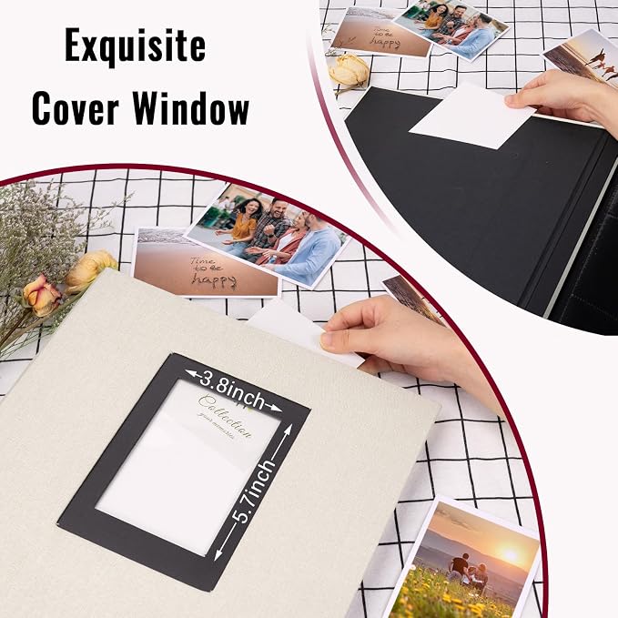 Linen Photo Album 4x6 Large Capacity 1000 Pockets Pictures Fabric Cover Books Albums Wedding School Family Anniversary Baby Memory Engagement Travel Albums(Beige, 1000 Pockets) (Pack of 2) - Image 3