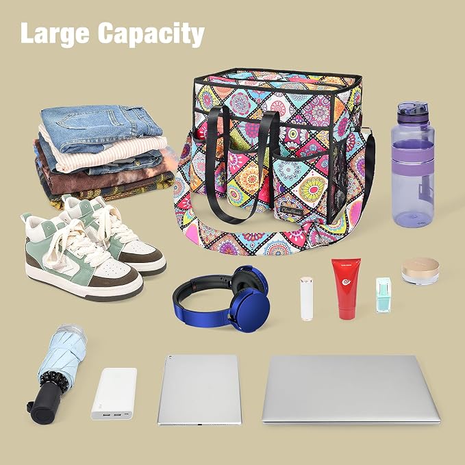 CLOUDMUSIC Large Tote Bag For Women Travel Nurse Teacher Work Waterpoof With Zipper Utility Everything Bags | Travel - Image 7