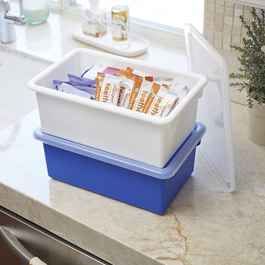 ECR4Kids Cubby Storage Bin with Lid, Multipurpose Organization, Assorted, 10-Piece | Durable plastic, GREENGUARD Gold Certified, 7 quart capacity, lightweight & nestable, easy-lift lids, classroom/home use - Image 8