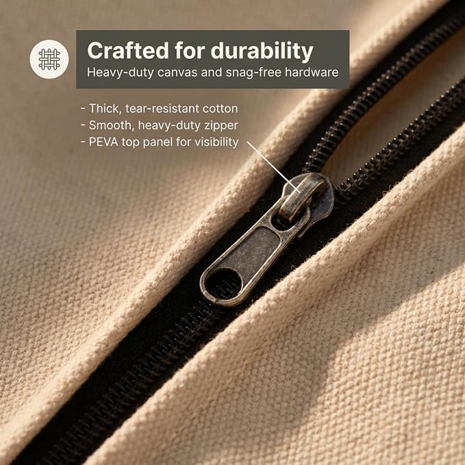 Household Essentials 3392-1 Cedarline Collection Hanging Garment Bag | Dress and Suit Protector | Natural Cotton Canvas,Off-White - Image 9