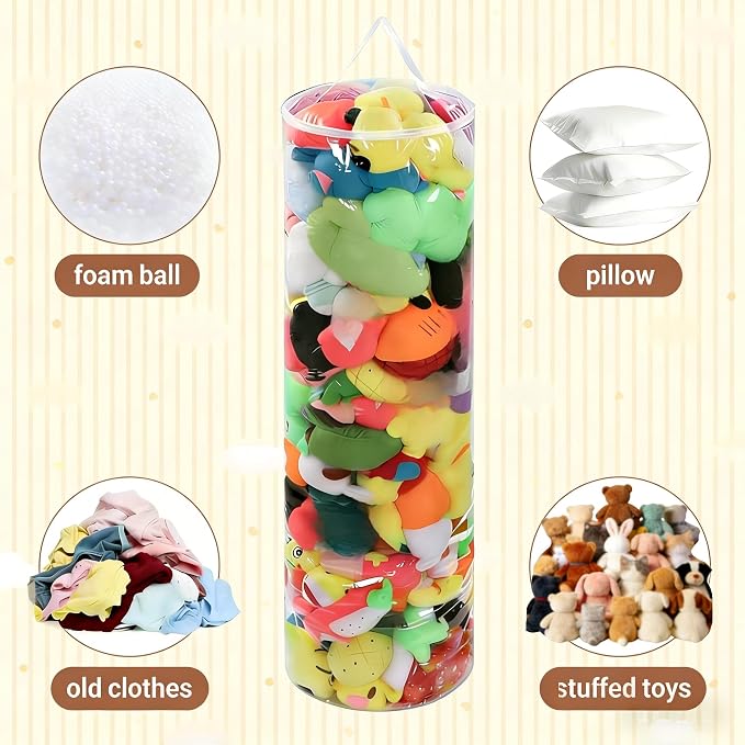 Clear Stuffed Animal Storage Bean Bag Chair Cover - Extra Large 150L, Waterproof & Easy-Clean Toy Organizer with Plastic Window,forNursery, Bedroom, Playroom (Cover Only, No Filler) (F) - Image 4